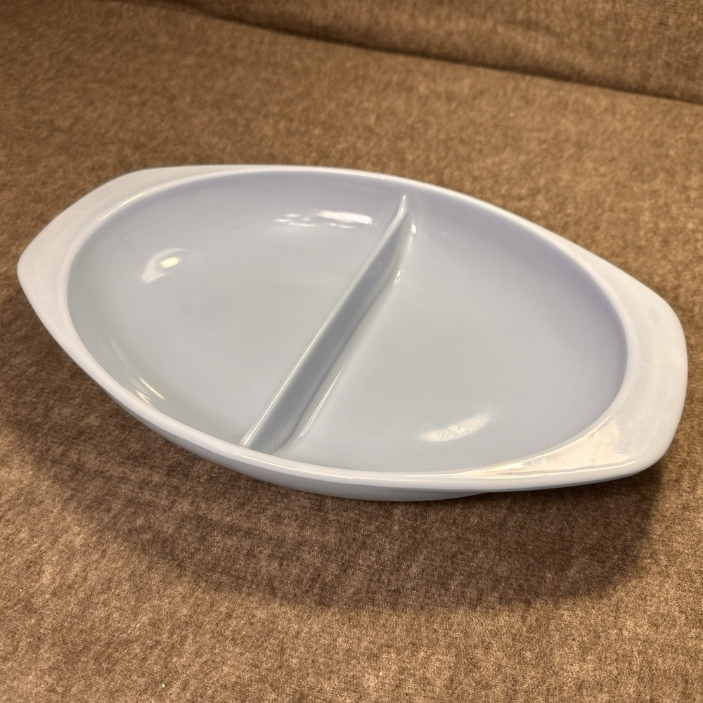 Vtg. Blue PYREX Divided Casserole Dish #1063 - 1 1/2 Qt. ~ 13" x 8 3/4"